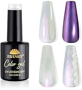 EBANKU Pearl Gel Nail Polish Iridescent Gel Polish Chrome Mermaid Shell Gel Polish Purple Aurora ...