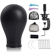 Bileaf 22 Inch Leather Wig Canvas Block Mannequin Head with Stand for Wigs Making Display Styling...