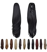 Clip in Ponytail,Clip Claw Black Ponytails Extension Straight 18