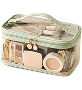 Large Clear Makeup Bag Big Travel Cosmetic Bag On-the-go Toiletry Bag with Handle Transparent Toi...