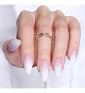 Beetles Ombre Press On Nails-Medium Supremely Fit & Natural Soft Gel Press on Nails Almond Pink W...