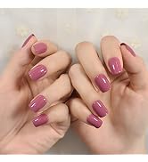 ELEVENAIL Daily Glossy Deep Purple Pink Red Press on False Nails Short Square Fake Fingernails Sa...
