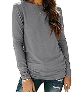 AUTOMET Womens Long Sleeve Round Neck Shirts Basic Tee