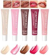 5 Colors Butter Lip Balm Hydrating Lip Gloss, High Shine Nude Color Lip Tint Finish Lip Glow Oil,...
