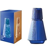 34oz Vintage Bedside Water Carafe and Glass Set, Classic Striped Glass Bedside Night Water Carafe...