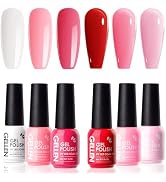 Gellen Red Gel Polish Set, 6 Colors Red Rose Pink Jelly Gel Nail Polish Set, French Tip Gel Polis...