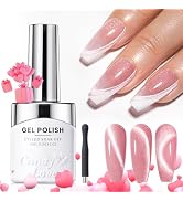 Candy Lover Cat Eye Gel Nail Polish, Pink Colors Gel Polish, Holographic Glitter Effect UV Nail P...