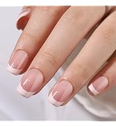 French Tip Short Press on Nails - Short Square Fake Nails with Glue, Seenssy Soft Gel Nail Tips, ...