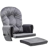 Paddie Glider Rocker Replacement Cushions with Storage Velvet Washable Non Slip for Gliding Rocki...