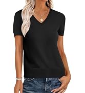 ANRABESS Women’s Wool Blend Tops Short Sleeve V Neck Soft Business Dressy Casual Pullover Sweater...
