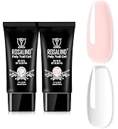 ROSALIND Soft Pink&Clear Poly Extension Gel for Nails, 2 PCS 30ml ClearPoly Nail Gel Light Pink P...