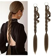 S-noilite 2PCS Long Braided Ponytail Extension with Hair Tie DIY Braid Dark Blonde Brown Hair Bra...