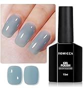 TOMICCA Blue Gel Nail Polish, Jelly Grey Blue Gel Polish, Teal Color Jelly Nail Polish Quick Dry,...