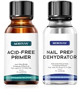 Morovan Nail Primer And Natural Nail Prep Dehydrate Set, Nail Dehydrator and Primer, Fast Air Dry...