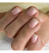 Extra Short Press on Nails Square Nude Ombre Fake Nails Press ons White Glue Stick on Nails with ...
