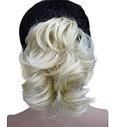 Wiginway Short Light Blonde Curly Clip In Claw Ponytail Hair Extension Synthetic Hairpiece with a...