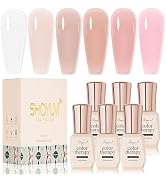 SHOYUM Nude Pink Gel Nail Polish Set- 6 Colors Sheer Milky White Jelly Gel Polish All Seasons Ski...