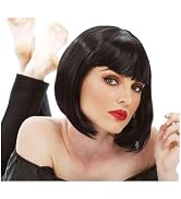 ALLAURA Black Flapper Bob Wig with Bangs 20s Wig Costume 1920s Flapper Wigs for Women - Flapper G...