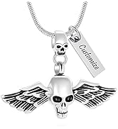 Cremation Jewelry - Skull Ashes Keepsake Stainless steel Unisx Design Cremation Urn Necklace Memo...