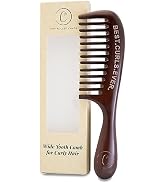 Controlled Chaos Wide Tooth Comb for Curly Hair – 100% Peachwood Anti Static Detangling Comb, Sca...