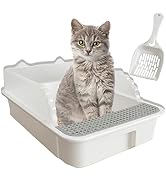 kathson Open Cat Litter Box with High Side,Anti-Splashing Cats Litter Pan,Kitten Toilet with Litt...