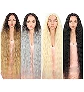 Style Icon 41” Lace Front Wigs Long Wavy Synthetic Wigs with Baby Hair Half Hand Tied 130% Densit...