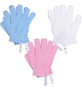 Fine Lines - Exfoliating Shower Gloves, Pack of 3 | Exfoliating Glove for Bath scrub, Dead Skin R...