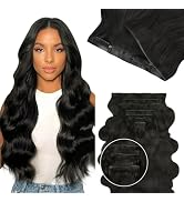 Lashey Invisi Edge Clip in Hair Extensions, 7pcs 110g 14 Inch Natural Black Seamless Clip in Hair...