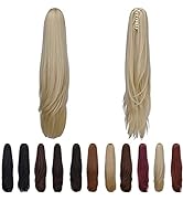 Long Blonde Ponytail,Clip Claw Ponytails Extension Straight 22