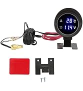 Aramox Water Temperature Gauge,DC 9V‑36V Round Digital Water Temperature Gauge Meter LED Voltmete...