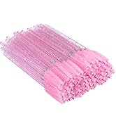 G2PLUS 100PCS Crystal Eyelash Mascara Brushes Wands Applicator Makeup Kits (Crystal Pink)