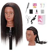 YODIDI Mannequin Head with 100% Human Hair for Cosmetology Practice - Braiding & Styling with Tab...