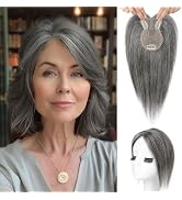Flufymooz 100% Real Human Hair Toppers for Women, 10 Inch Clip in Human Hair Topper for Thinning ...