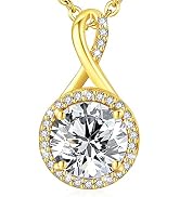 LAVUMO Birthstone Necklaces for Women 925 Sterling Silver Infinity Pendant Necklace Gold Ladies F...