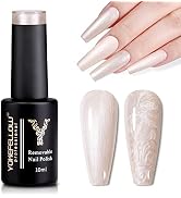 YOKE FELLOW Pearl Gel Nail Polish, 10ML Champagne Pearl Drawing Gel Polish Shimmer Mermaid Soak O...