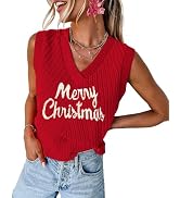MARZXIN Women Sleeveless Sweater V Neck Casual 2024 Fall Knitted Chevron V Neck Sweater Vest Colo...