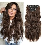 REECHO Hair Extensions, 4PCS Clip in Hair Extensions HE001 Natural Soft Synthetic Hairpieces for ...