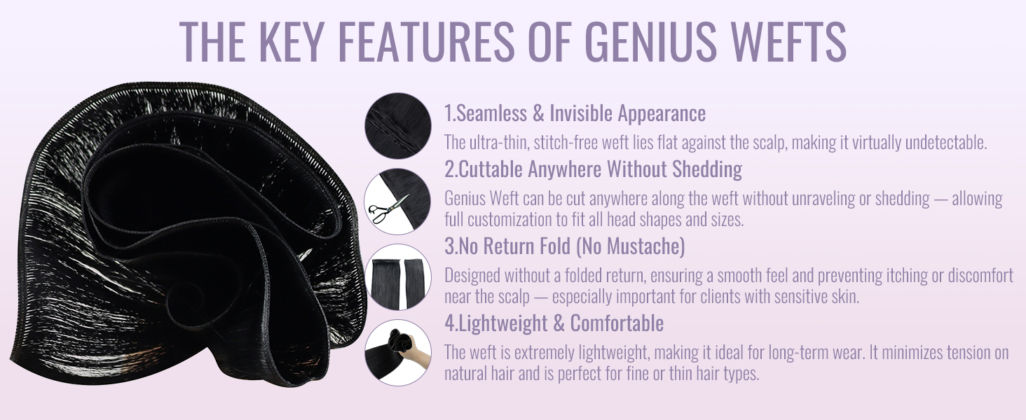 Genius weft hair extensions real human hair sew in weft for wowen and volum and length