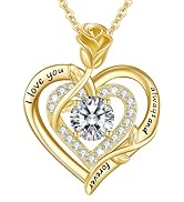 LAVUMO Moissanite Necklace Women Silver 925, 1 Carat Moissanite Diamond Double Heart Rose Pendant...