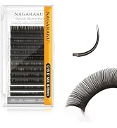NAGARAKU Double Tips Flat Ellipse Eyelash Extensions Supplies 0.15 D curl 8-15mm Mix Natural Char...