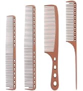 CGBARBER 4 Types Aluminum Hair Combs for Cutting Stainless Steel Hair Tail Metal Comb (Bronze)