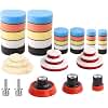 ZFE Car Foam Drill Polishing Pad Kit, 44Pcs 1inch 2inch 3inch Detail Polishing Buffing Pad Mix Size Car Detailing Kit with 5/8-11 Thread Backing pad & Adapters for Buffer Polisher Polishing, Buffing