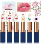 Bekoeen 6Pcs Clear Magic Color Changing Lipstick Set,Golden Jelly Flower Moisturizing Lip Gloss, ...