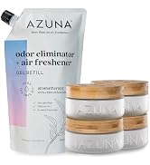 Azuna Air Freshener & Odor Eliminator Gel 4 Room Kit, Includes (4) 8 oz. Unfilled Luxe Glass Jars...
