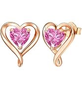 LAVUMO Heart Earrings Stud Earrings For Women Hypoallergenic Gold Silver Rose Gold Studs Set Cubi...