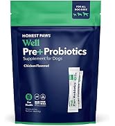 Honest Paws Probiotics for Dogs Made in USA - Dog Probiotic Powder with Prebiotic for Healthy Gut...