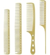 CGBARBER 4 Types Aluminum Hair Combs for Cutting Stainless Steel Hair Tail Metal Comb (Golden)