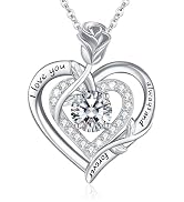 LAVUMO Moissanite Necklace Women Silver 925, 1 Carat Moissanite Diamond Double Heart Rose Pendant...