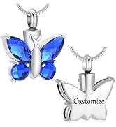 Butterfly Cremation Necklace for Ashes - Urn Neckalce for Ashes for Women Cremation Jewelry for W...