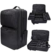 CGBARBER Large Makeup Backpack, Professional Barber Travel Backpack Sliding Trays with Adjustable...